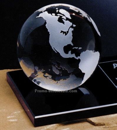 Crystal Continental Globe Award On Glass Base 3-1/8"