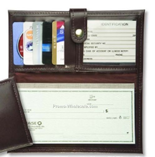 Deluxe Leather Checkbook Credit Card Organizer - Top Grain Cowhide