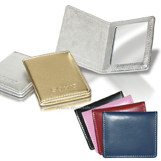 Diamond District Cowhide Leather Magnetic Pocket Mirror