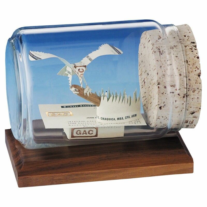 Eagle Business Cards In A Bottle Sculpture