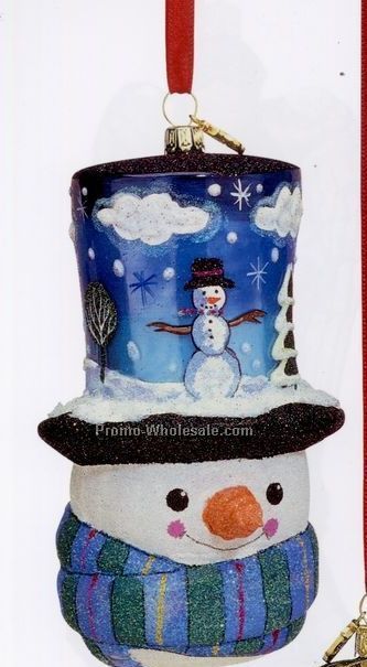 European Blown Glass Ornament Collection/ Snowman W/ Hat