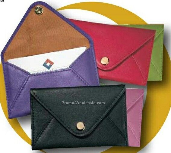 Florentine Napa Leather Snap Business Card Envelope