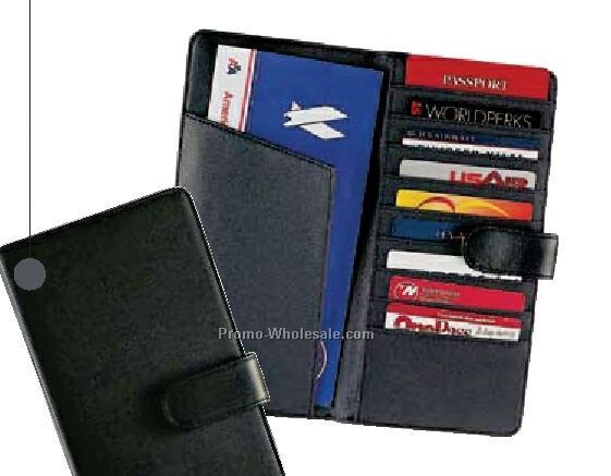 Full Grain Aniline Leather Travel Document Holder With Snap