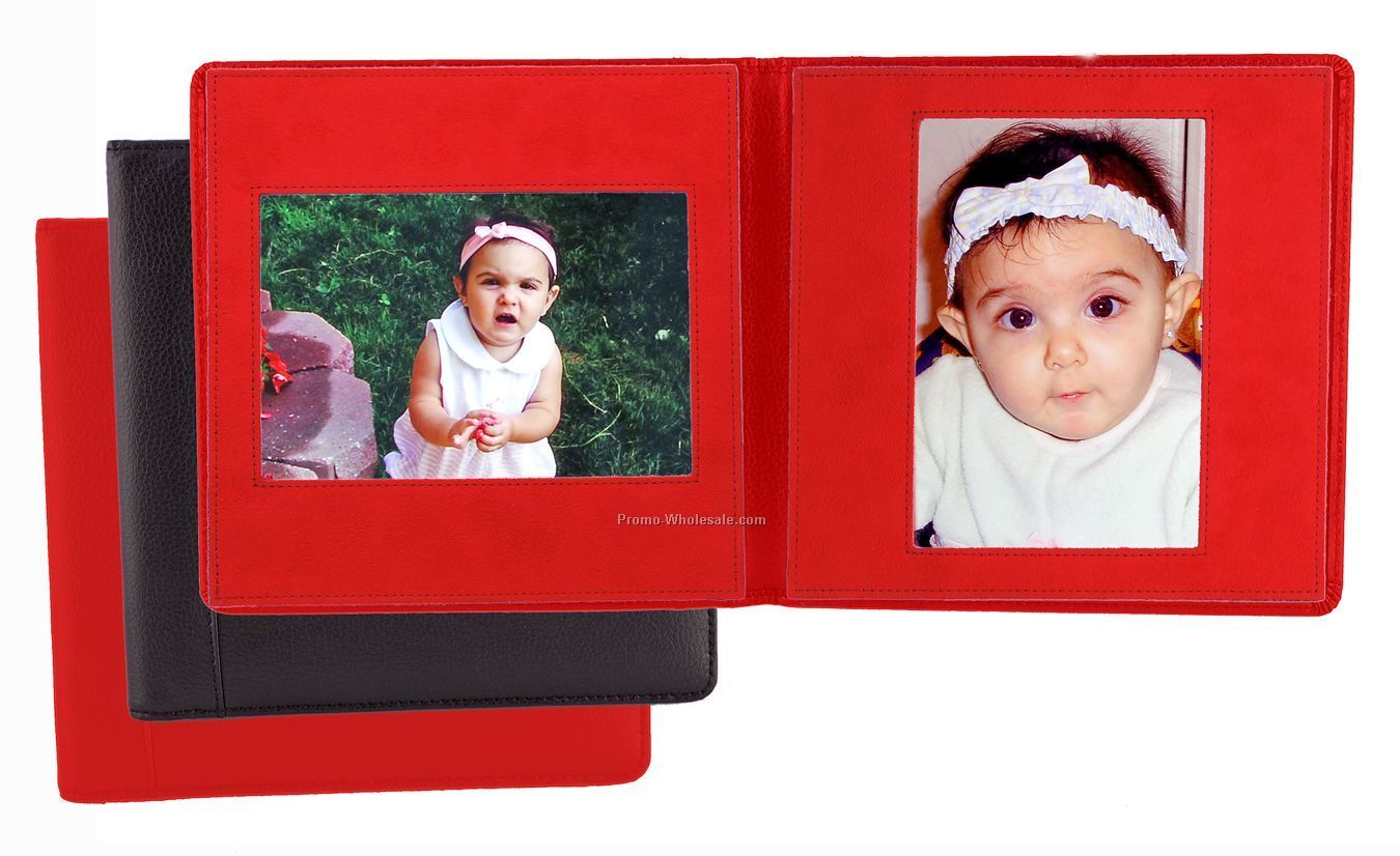 Genuine Leather Magnetic Photo Frame With Suedene Photo Mats