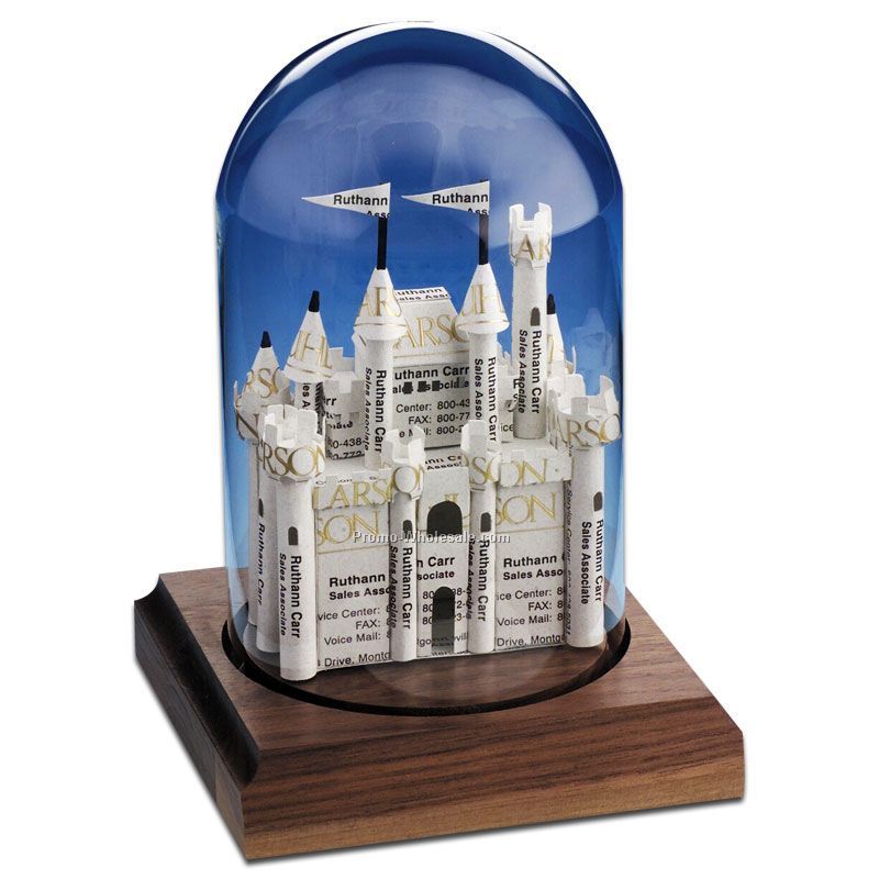 Glass Dome Business Card Sculpture - Castle