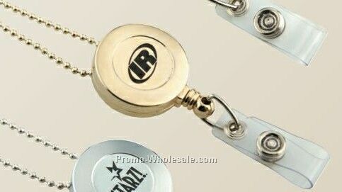 Gold Round Retractable Badge Reels With Matching Chain