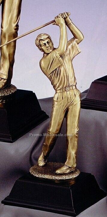 Imperial Series Elegant Resin Gold Sculpture - 13" Male Swing