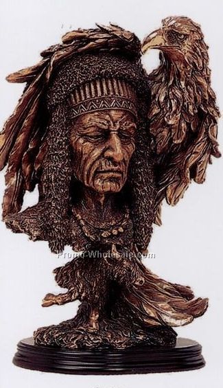 Indian Figurine W/Eagle(9"x14-1/2")