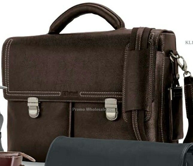 Livorno Brown Tendon Embossed Leather Briefcase 16"x11-1/2"x3-1/2"