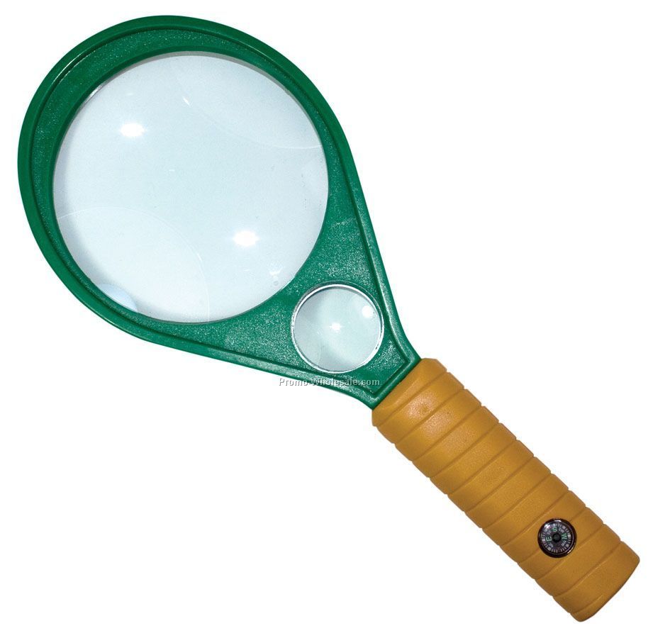 Magnifying Glass With Dual Magnification & Compass In Handle