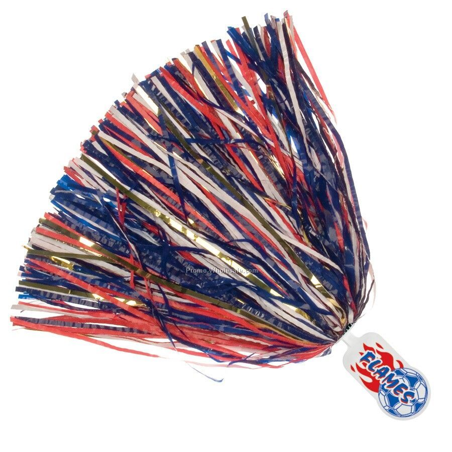 Mascot Glitter Pom Poms W/ 750 Streamers - Ball End