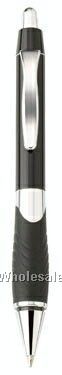 Merit Push-action Ballpoint Metal Pen W/ Chrome Trim & Decorative Grip