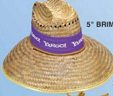 Mexican Seagrass Straw Hat W/ 5" Brim & Chin Strap (One Size Fit Most)