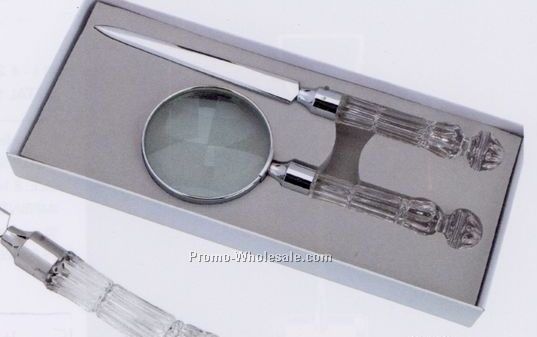 Minya Crystal Letter Opener & Magnifier Set