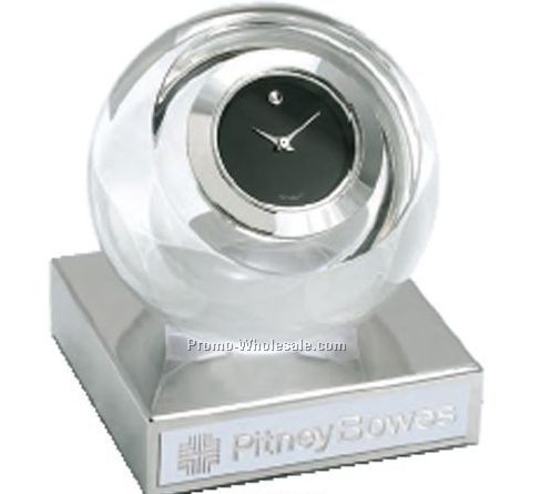 Movado Silver Round Clock With Silver Trim