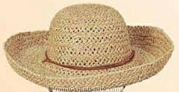 Natural Straw Hat W/ Roll Up Brim (One Size Fit Most)