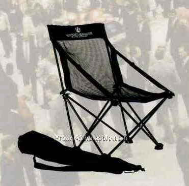 Nylon Mesh Folding Quad Chair W/Shoulder Bag