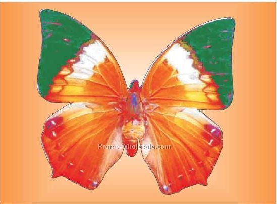 Orange & Green Butterfly Badge W/ Metal Pin (2-1/8"x3-1/8")