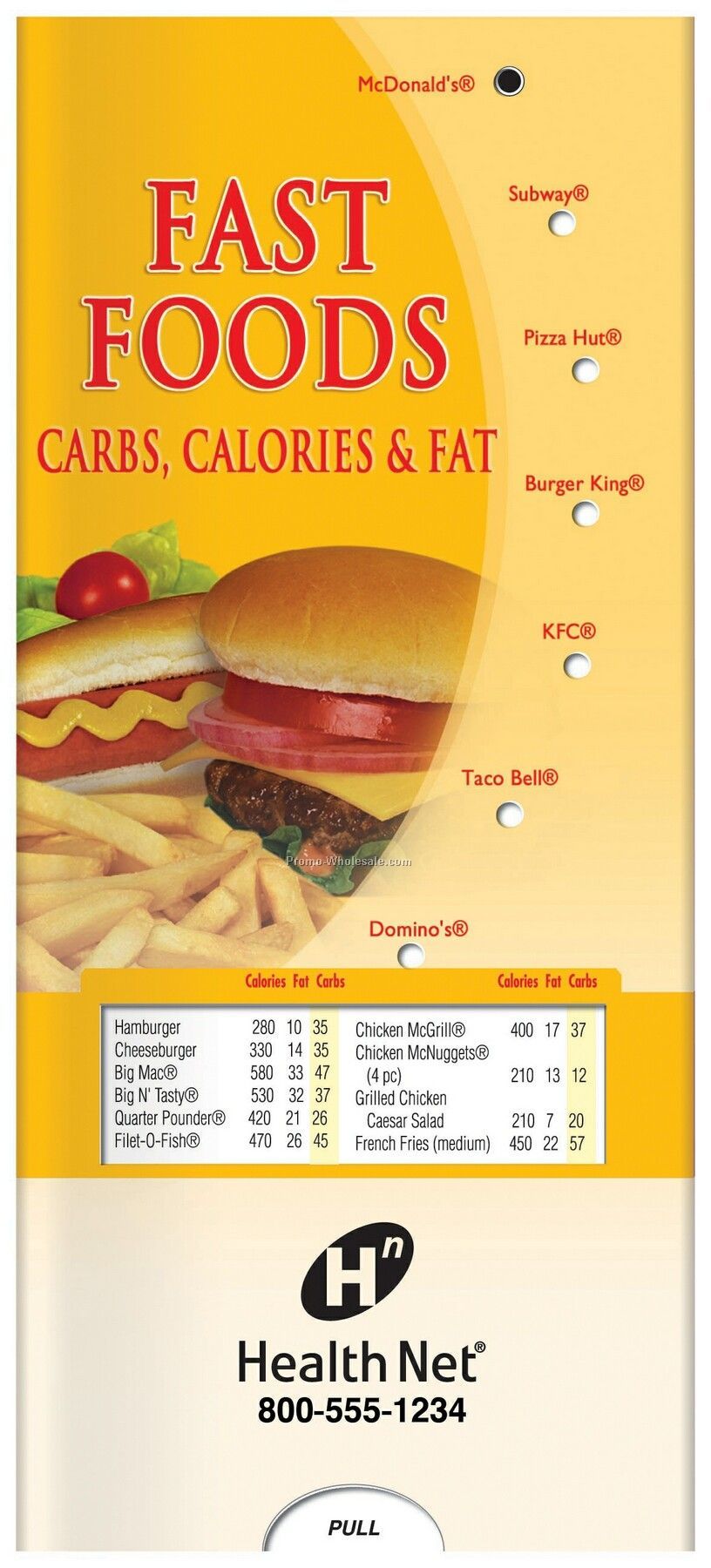 Pillowline Fast Foods Pocket Slider Chart