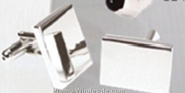 Polished Silver Metal Rectangular Cufflinks