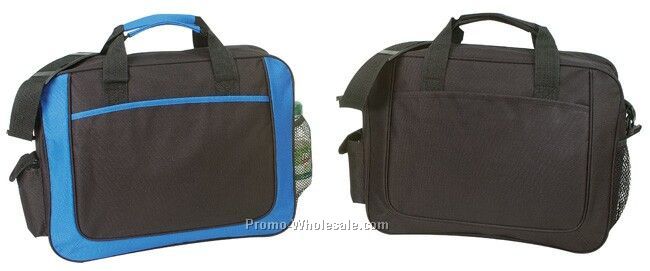 Poly Briefcase With Side Mesh Pocket & Cell Phone Pouch