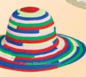 Poly Ribbon Multi-color Hat W/ 4" Brim (One Size Fit Most)