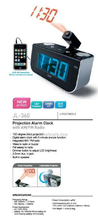 Projection Alarm Clock W/AM/FM Radio