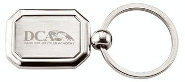 Rectangular Shaped Key Ring W/ Clipped Corners & Center Plate