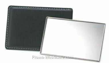 Rectangular Shaped Mirror With Leatherette Sleeve