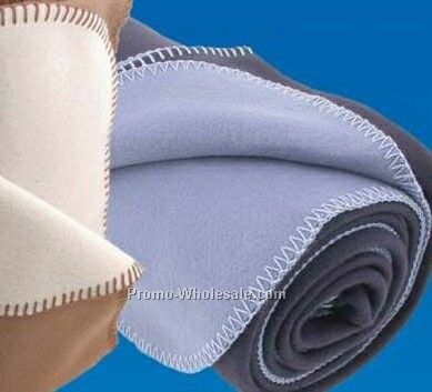 Reversible Fleece Blanket - Navy Blue / Pewter Green