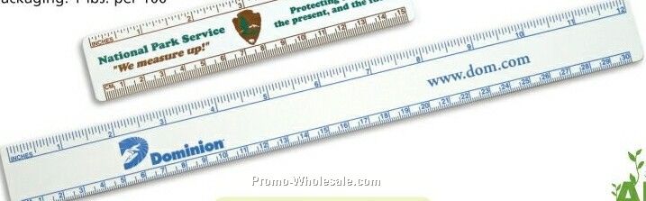 Rigid Pvc 12" Ruler (1 Color/Screen Print)