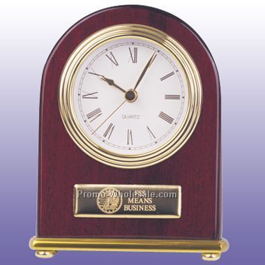Rosewood Clock With G/P Accent - Arch Style