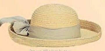 Sewn Braid Straw Hat W/ Beige Bow Band (One Size Fit Most)