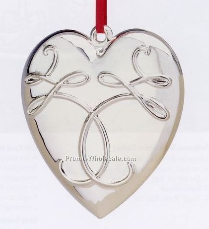 Silverplated Waterford Ballet Ribbon Heart Ornament