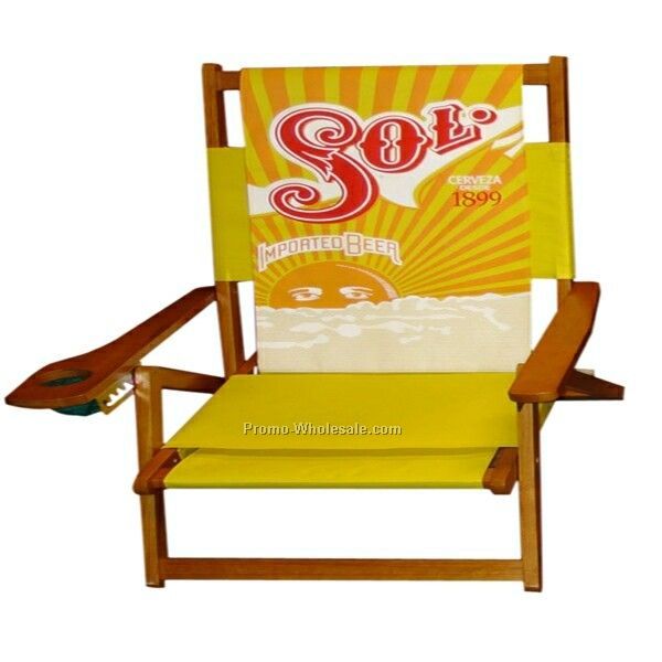 Single Beach Directors Chair W/ Cup Holder