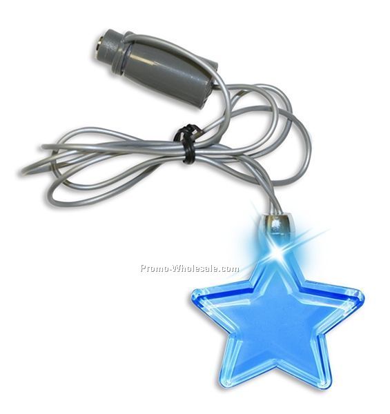 Steady Blue Light Up Star Pendant Necklace