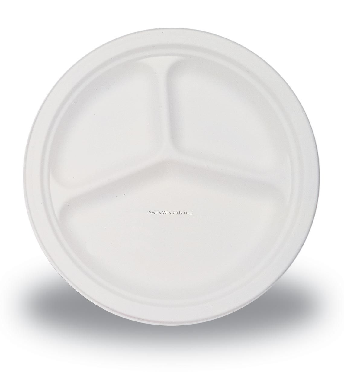 The 500 Line Premium 10" White Plastic Compartment Plate