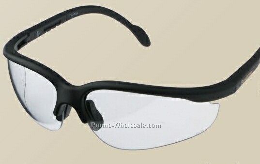 U.s. Safety Sphere Black Frame Wrap Glasses With Clear Lens