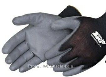 Ultra Thin Gray Polyurethane Palm Coated Black Knit Gloves (S-xl)