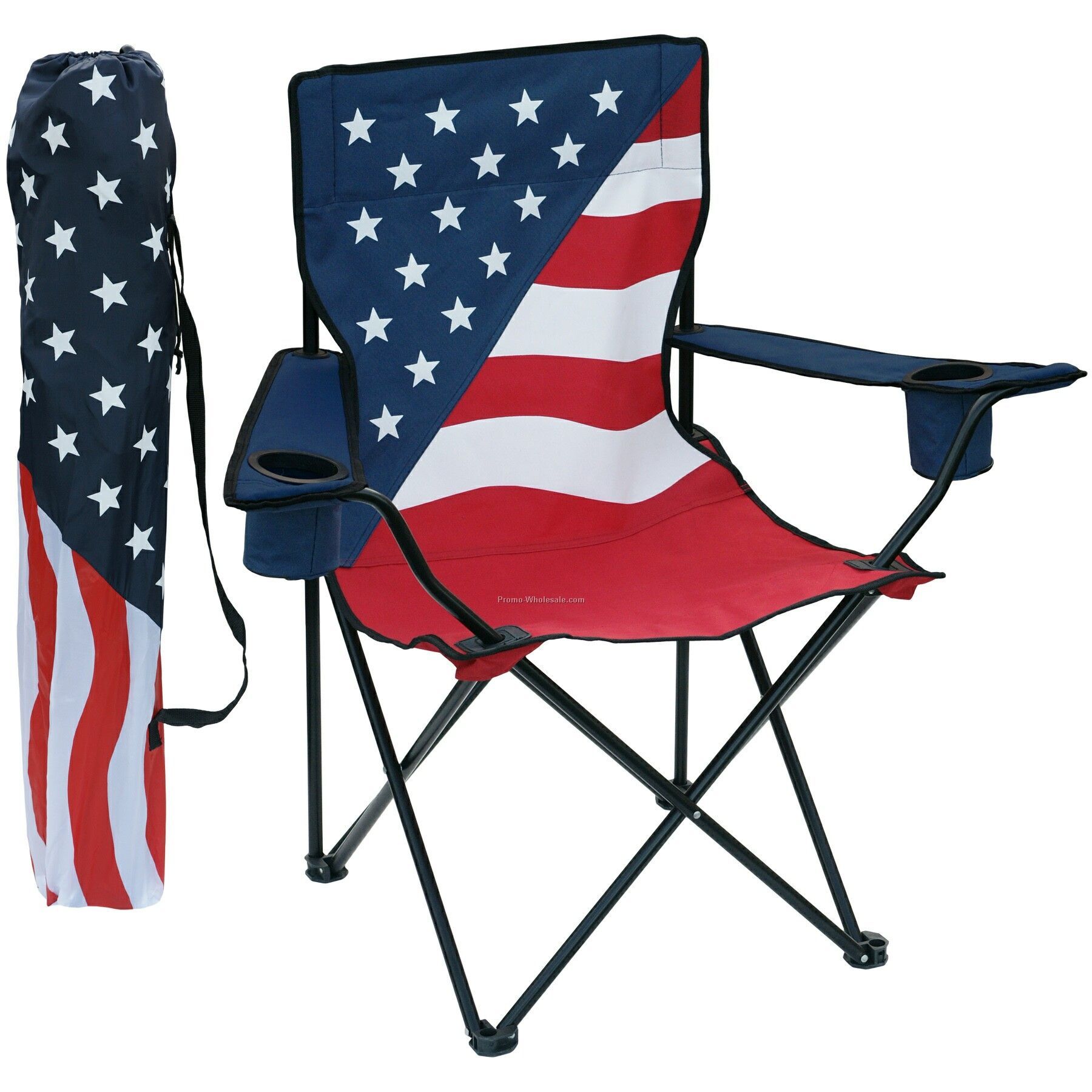 Us Flag Captain's Chair W/ Arm Rest & 2 Cup Holders