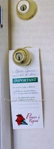 White Card Stock Door Hanger W/ 4 Color Process (3-1/4"x8-1/2")