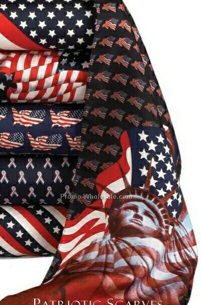 Wolfmark Neckwear 100% Silk Patriotic Scarf - Wavy Flag