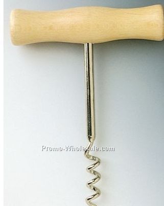 "t" Corkscrew With Beechwood Handle And Open Spiral