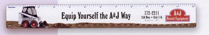 1-1/2"x12-1/4" Plastic Ruler (.010" Thick) 4 Color Process