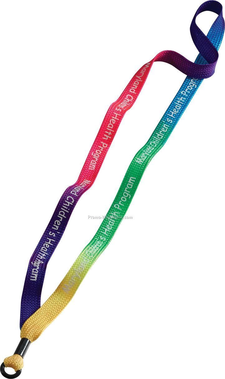 1/2" Tie-dye Multi-color Lanyard With Metal Crimp & Rubber O-ring