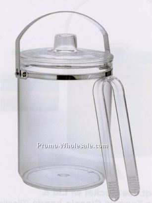 1-3/4 Quart Round Ice Bucket With Lid & Ice Tong