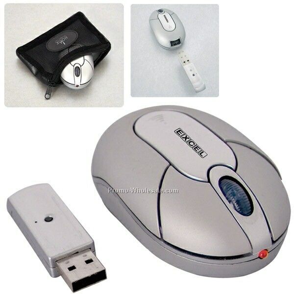 1-3/4"x3-1/4"x1" Optical Wireless Pop Out Mouse (Imprinted)