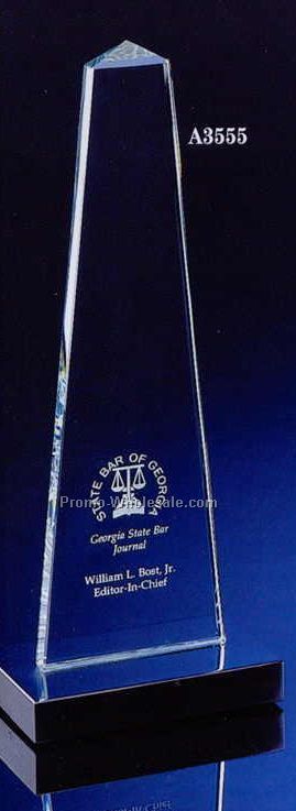 10" Obelisk Crystal Award W/ Marble Base