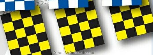 100' 4 Mil Rectangle Checkered Race Track Pennant - Black/ Yellow