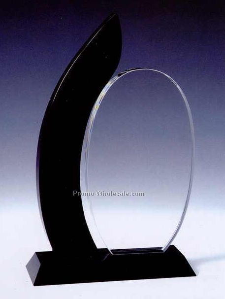 11-1/2"x7"x2-3/8" Black Optic Crystal Merit Award W/ Base